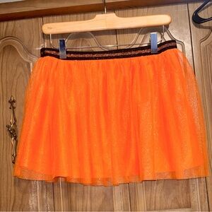 Bright Tangerine Tulle Skater Skirt with Sparkle Waistband